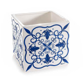 Vaza flori portelan albastru alb Maiolica 13 x 13 x 12,5 H