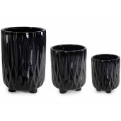 Set 3 vaze flori ceramica neagra 15.5x22.5 cm, 12.5x16 cm, 10x12.5 cm