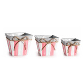 Set 9 ghivece flori metal multicolor 15,5x15,5x 13 H, 14 x 14 x 11,5 H, 11 x 11 x 10 H