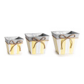 Set 9 ghivece flori metal multicolor 15,5x15,5x 13 H, 14 x 14 x 11,5 H, 11 x 11 x 10 H