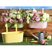 Jardiniera flori metal roz 32,5x16x26H