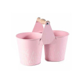 Set 4 ghivece metal verde roz cm 22x11x17 cm