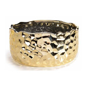 Set 3 ghivece ceramica aurie 21x10 cm, 18x9 cm, 15x8 cm