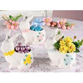 Set 3 Iepurasi Paste ceramica multicolora 14x9.5x15 cm