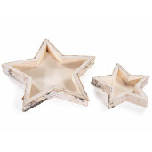 Set 2 tavi decorative Stelute lemn natur 30x28.5x3 cm, 19.5x18.5x3 cm