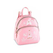 Rucsac piele ecologica alba roz cm 18 x 9 x 21 H