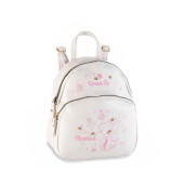 Rucsac piele ecologica roz alba cm 18 x 9 x 21 H