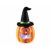 Figurina Halloween Dovleac polirasina textil multicolor cu leduri Ø 11 cm x 20,5 H