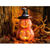 Dovleac Halloween teracota multicolora cu led Ø 8,5 cm x 16,5 H