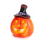 Set 3 dovleci Halloween teracota multicolora cu led Ø 6 cm x 10 H