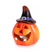 Set 3 dovleci Halloween teracota multicolora cu led Ø 6 cm x 10 H