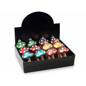 Set 12 ornamente brad Craciun Ciupercute sticla multicolora 5.5x8.5 cm