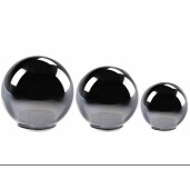 Set 3 sfere decorative Craciun sticla gri aurie cu led 18x17 cm, 15x14 cm, 11.5x10.5 cm