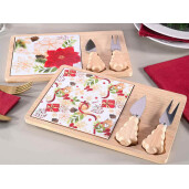 Set 2 platouri, 2 cutite, 2 furculite Craciun 26.5x17 cm, 13.5 cm