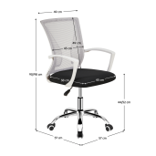 Scaun birou gri negru alb crom Izolda 57x57x90-98 cm