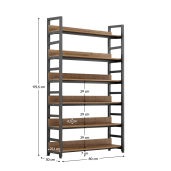 Raft pardoseala mdf metal stejar negru Janel 80x30x175,5 cm
