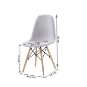 Scaun dining textil gri lemn metal Darela 44.5x51x83 cm