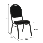 Scaun tapiterie neagra cadru gri Jeff 44x50x91 cm