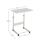 Birou inaltime reglabila cu roti alb Justus 60x40x64-86 cm