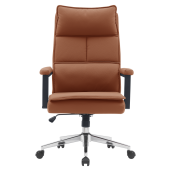 Scaun birou piele ecologica maro crom, Kahil 65x71x106-112 cm