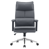 Scaun birou piele ecologica gri crom, Kahil 65x71x106-112 cm