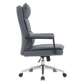 Scaun birou piele ecologica gri crom, Kahil 65x71x106-112 cm