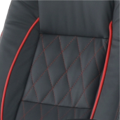 Scaun de birou, piele ecologica neagra cu tiv rosu, Porsche, 62x70x122 cm