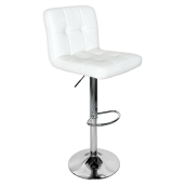 Scaun bar piele ecologica alba crom Kandy 44x44x92-113