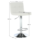 Scaun bar piele ecologica alba crom Kandy 40x41x87-107 cm