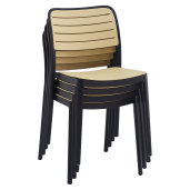 Scaun stivuibil, plastic negru/bej, Kardos 44x55x82 cm