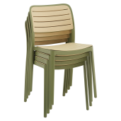 Scaun stivuibil, plastic verde/bej, Kardos 44x55x82 cm