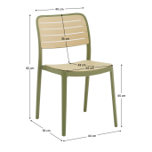 Scaun stivuibil, plastic verde/bej, Kardos 44x55x82 cm