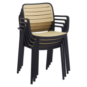 Scaun stivuibil, plastic negru/bej, Kardos 56,5x53x81 cm