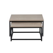 Set 2 masute cafea mdf laminat stejar sonoma metal negru Kastler 75x75x37 cm, 65x65x32 cm