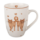 Set 6 cani portelan alb maro Pisicute 12x8x10 cm, 350 ml