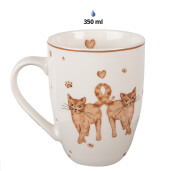 Set 6 cani portelan alb maro Pisicute 12x8x10 cm, 350 ml