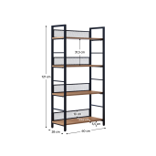 Raft metal negru DTD stejar Keler 60x28x121 cm