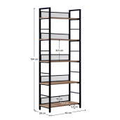 Raft metal negru DTD stejar Keler 60x28x154 cm