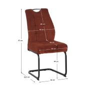 Scaun dining textil caramiziu metal negru Kelma 46x62,5x97 cm