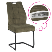 Scaun dining textil verde metal negru Kelma 46x62,5x97 cm