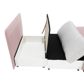 Fotoliu extensibil cu tapiterie textil roz gri Keny 100x87x90 cm