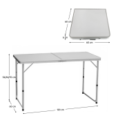 Masa camping pliabila aluminiu mdf alb Kepi 120x60x54 cm