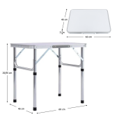 Masa camping pliabila aluminiu mdf alb Kepi 60x45x55 cm