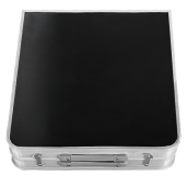 Masa camping pliabila cu spatiu depozitare aluminiu mdf textil negru Kepi 120x47x54 cm