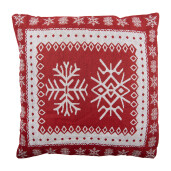 Perna Craciun Fulgi de Nea poliester rosu bej 45x45x4 cm