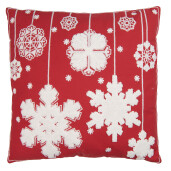 Perna Craciun Fulgi de Nea poliester rosu alb GT 45x45x5 cm