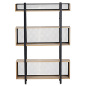 Raft pardoseala fier negru mdf laminat stejar Kilis 120x30x180 cm