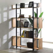 Raft pardoseala fier negru mdf laminat stejar Kilis 120x30x180 cm