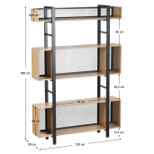 Raft pardoseala fier negru mdf laminat stejar Kilis 120x30x180 cm