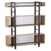 Raft pardoseala fier negru mdf laminat stejar Kilis 160x30x180 cm